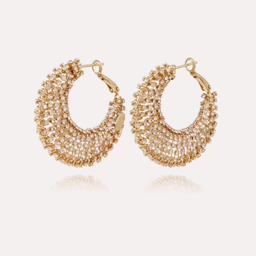 Gas Bijoux Boucles D'Oreilles Izzia Strass Grand Modele Dorees