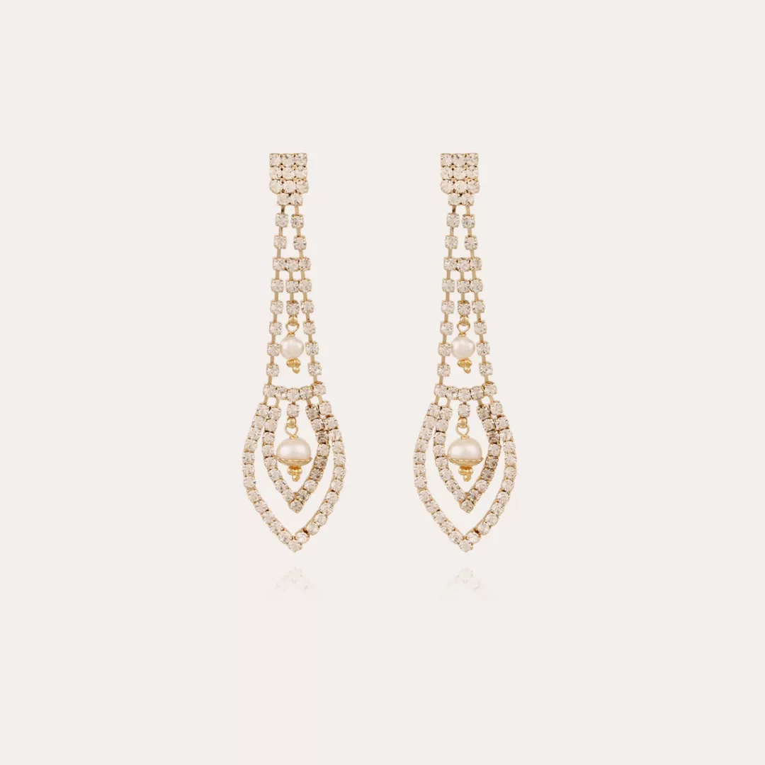 Gas Bijoux Boucles D'Oreilles Lucia Strass Dorees