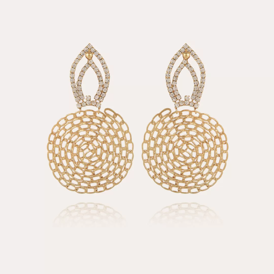 Gas Bijoux Boucles D'Oreilles Luciole Strass Dorees