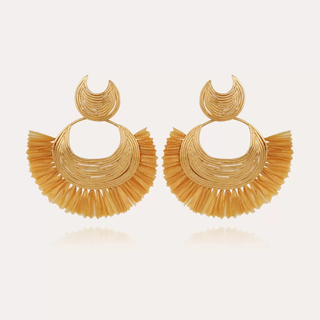 Gas Bijoux Boucles D'Oreilles Luna Wave Raphia Dorees