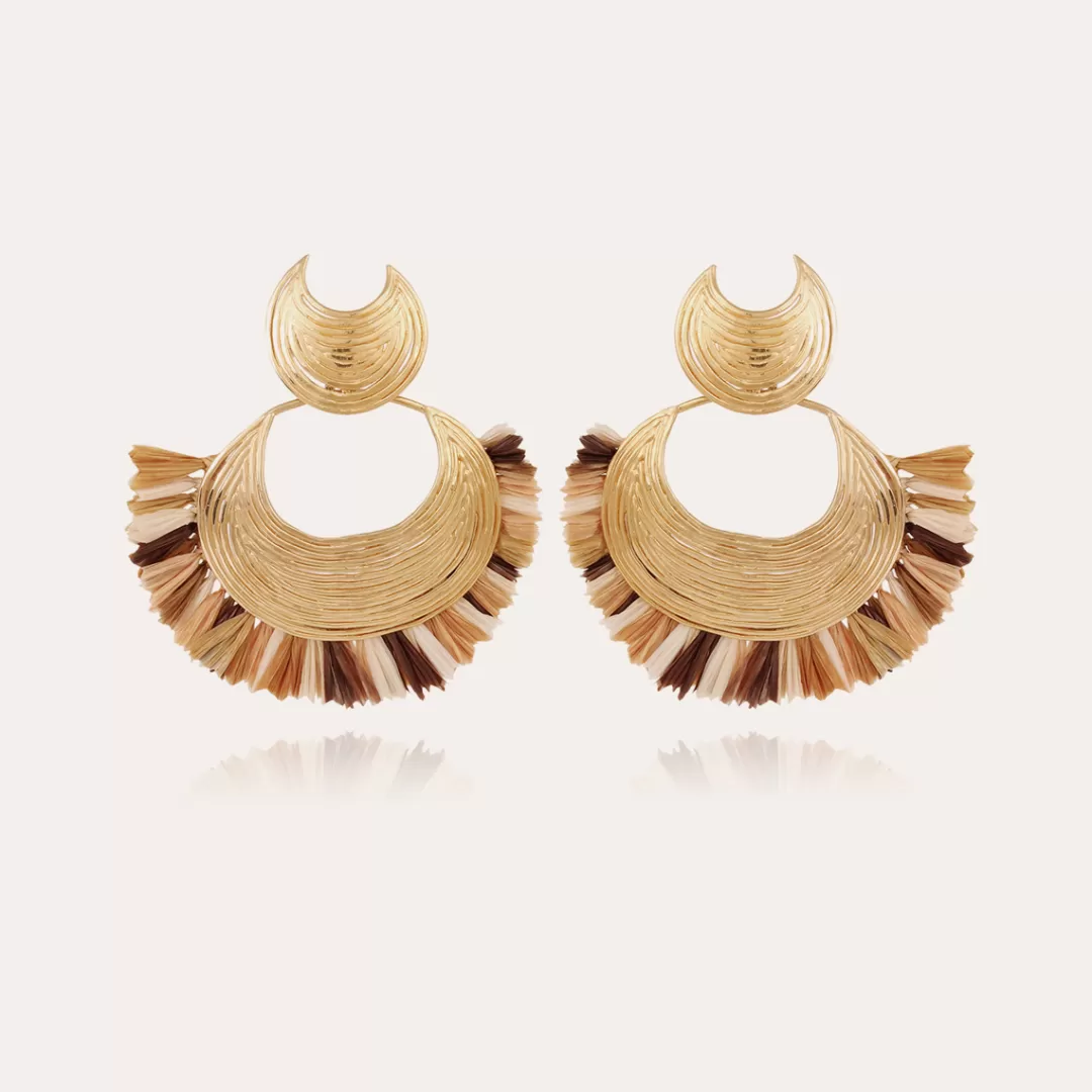 Gas Bijoux Boucles D'Oreilles Luna Wave Raphia Dorees