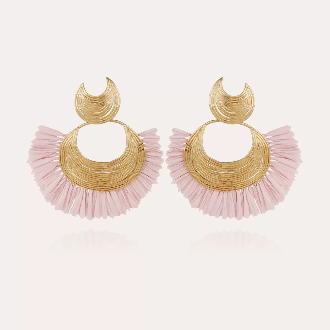 Gas Bijoux Boucles D'Oreilles Luna Wave Raphia Dorees