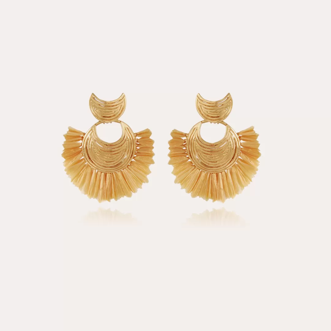 Gas Bijoux Boucles D'Oreilles Luna Wave Raphia Mini Dorees