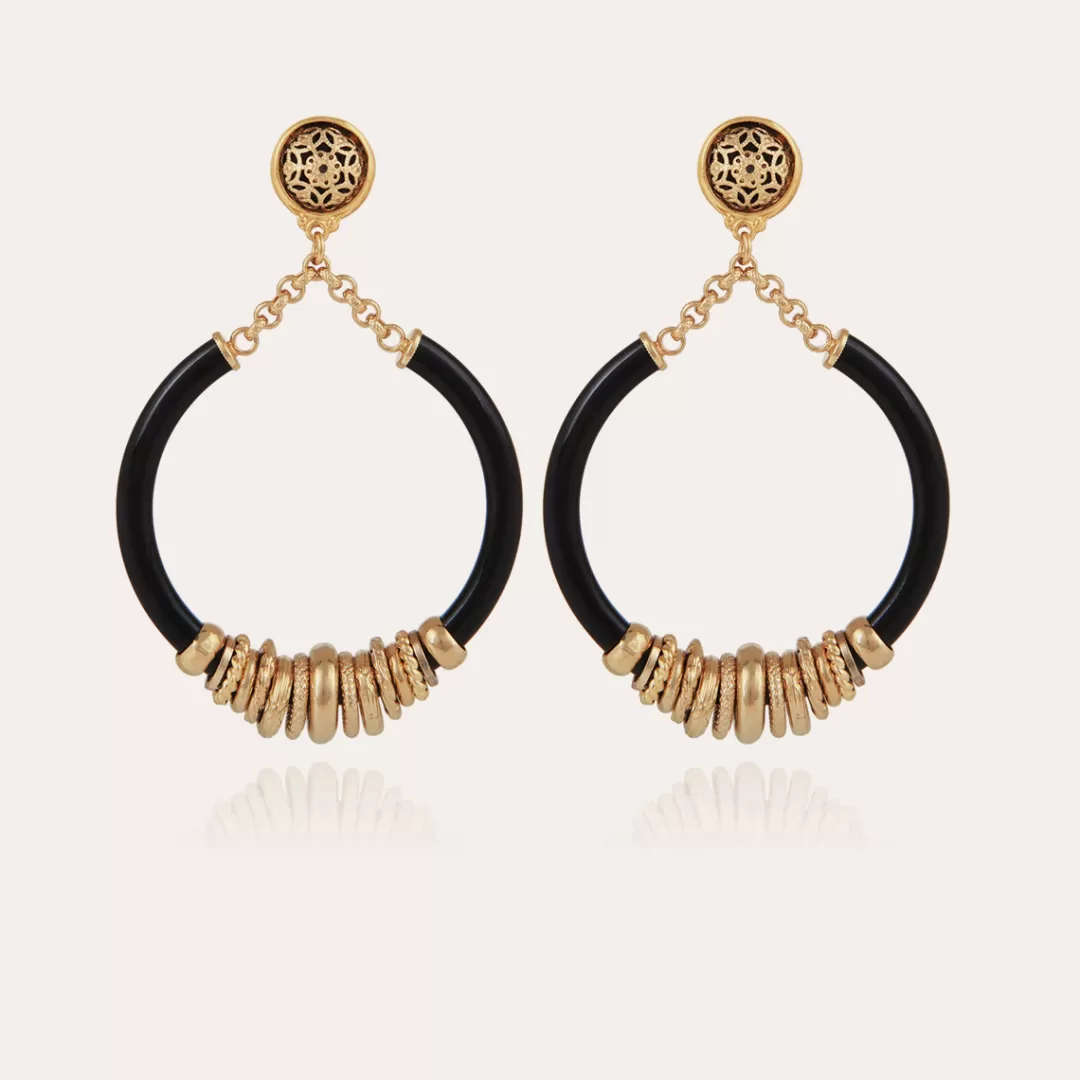 Gas Bijoux Boucles D'Oreilles Mariza Acetate Dorees-Noir