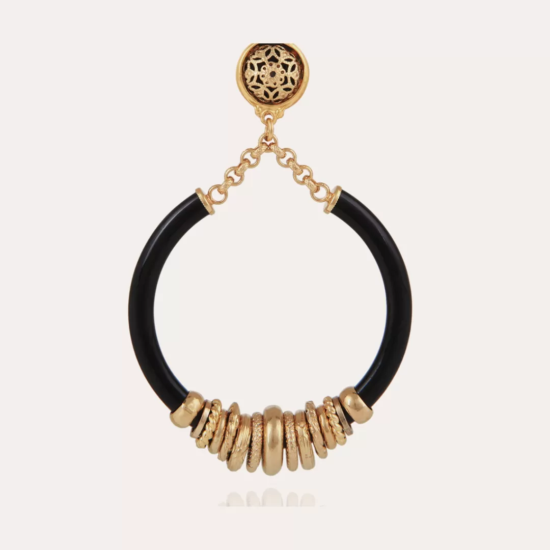 Gas Bijoux Boucles D'Oreilles Mariza Acetate Dorees-Noir