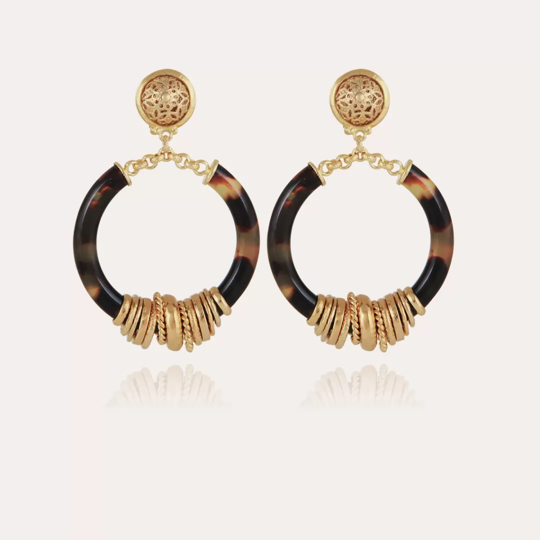 Gas Bijoux Boucles D'Oreilles Mariza Petit Modele Acetate Dorees-Ecaille