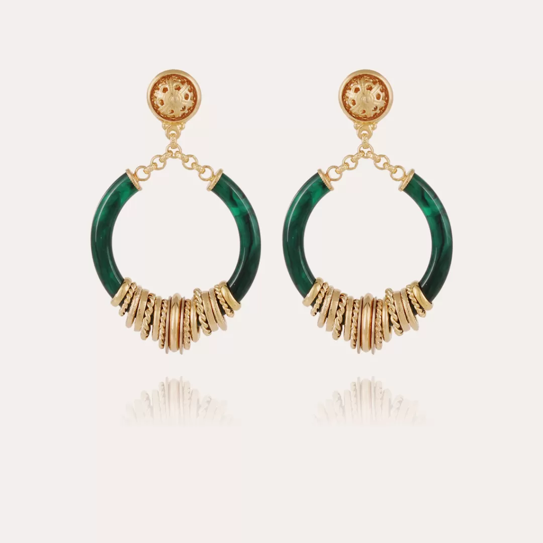 Gas Bijoux Boucles D'Oreilles Mariza Petit Modele Dorees-Emeraude