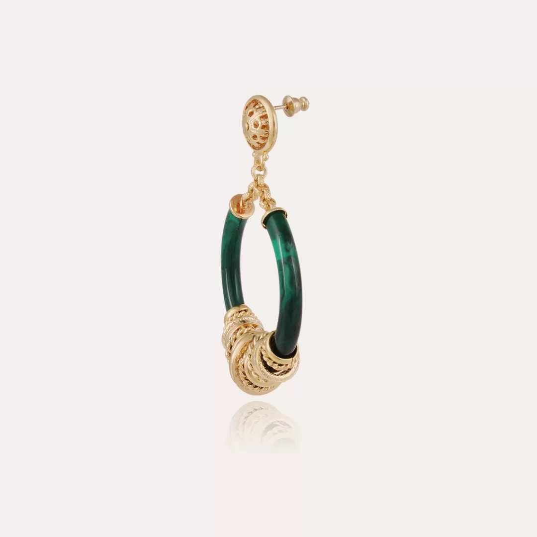 Gas Bijoux Boucles D'Oreilles Mariza Petit Modele Dorees-Emeraude
