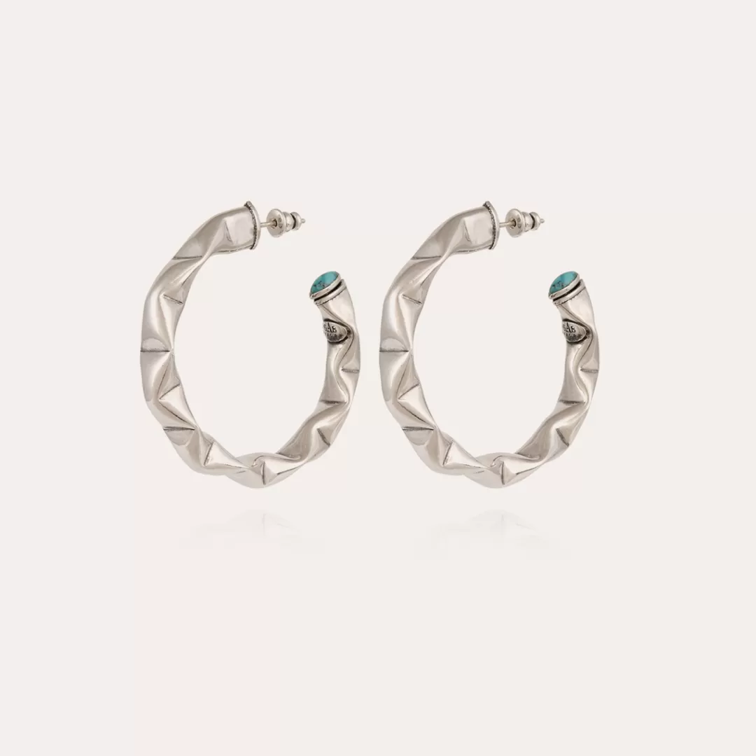 Gas Bijoux Boucles D'Oreilles Moki Cabochons Argentees