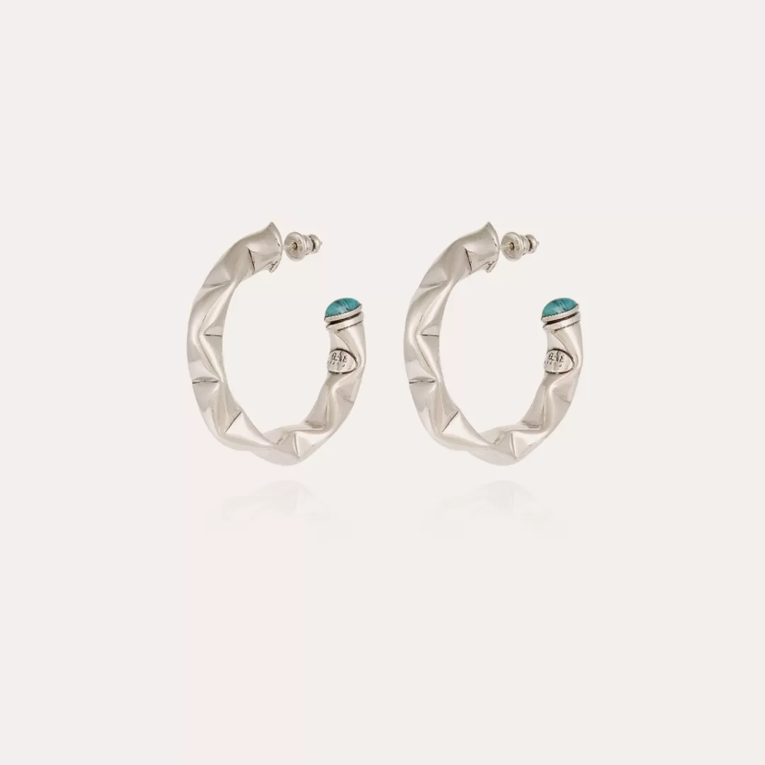 Gas Bijoux Boucles D'Oreilles Moki Cabochons Petit Modele Argentees