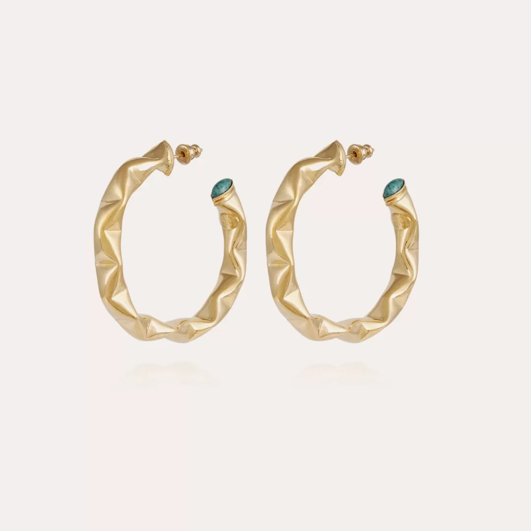 Gas Bijoux Boucles D'Oreilles Moki Cobochons Dorees