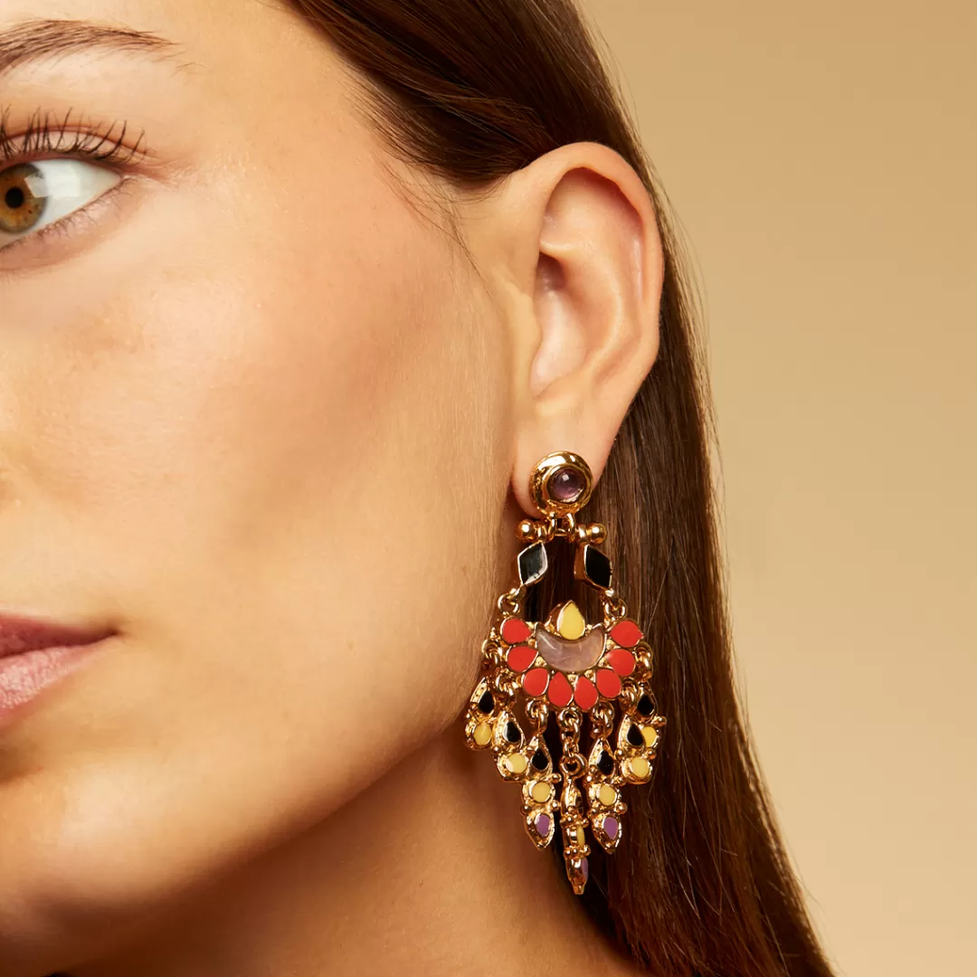 Gas Bijoux Boucles D'Oreilles Musa Email Dorees