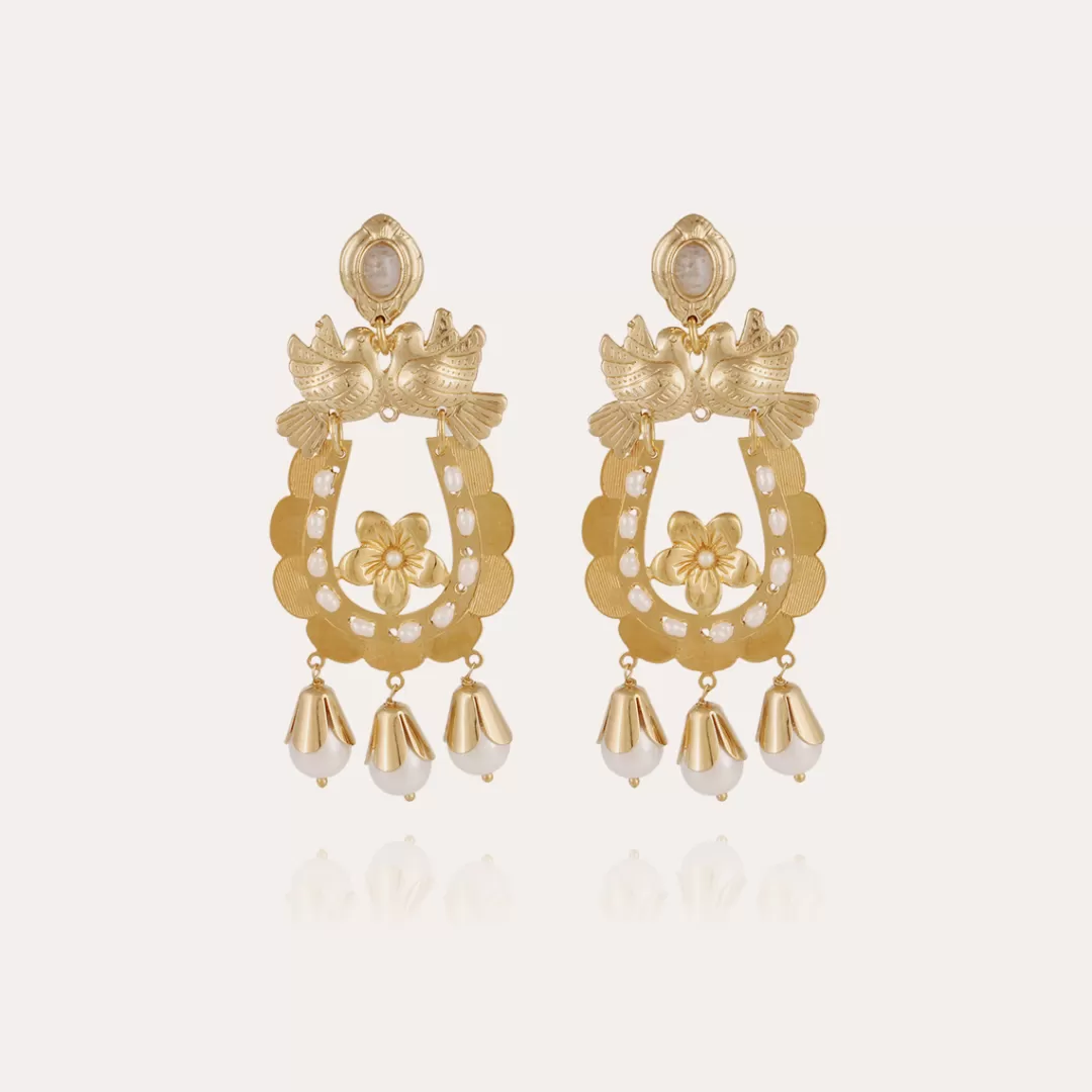 Gas Bijoux Boucles D'Oreilles Oaxaca Love Bird Dorees