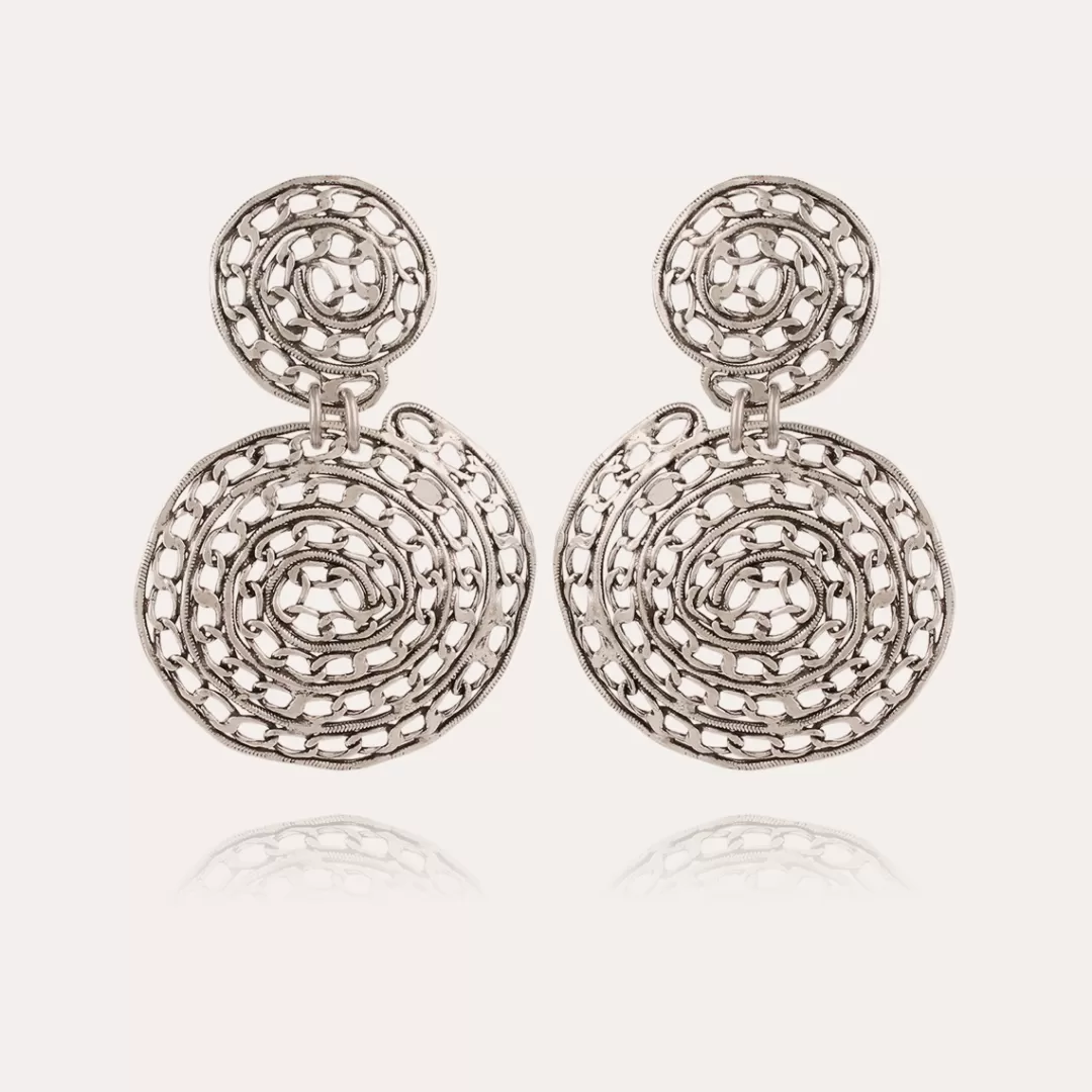 Gas Bijoux Boucles D'Oreilles Onde Chaine Grand Modele Argentees