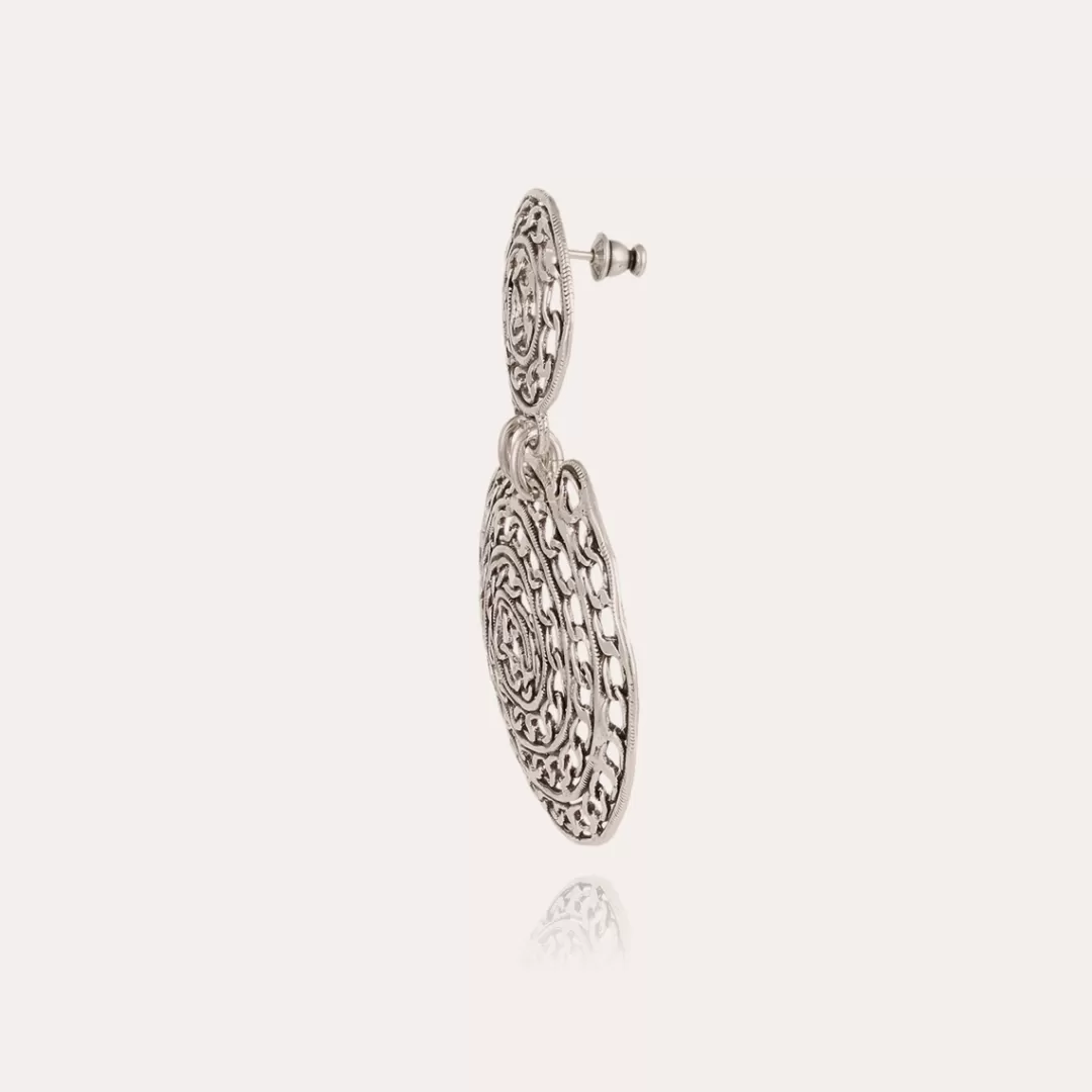 Gas Bijoux Boucles D'Oreilles Onde Chaine Grand Modele Argentees