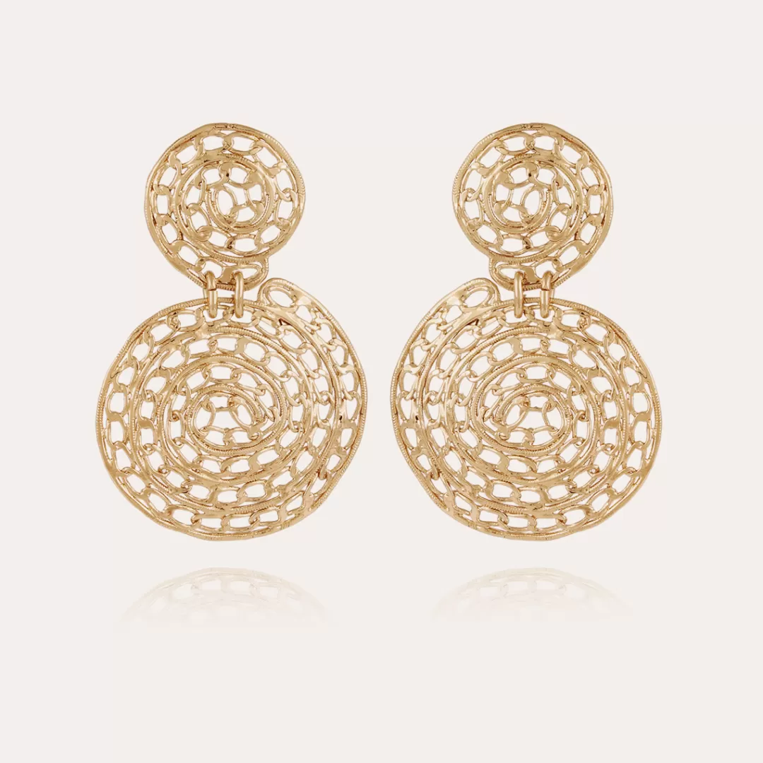 Gas Bijoux Boucles D'Oreilles Onde Chaine Grand Modele Dorees