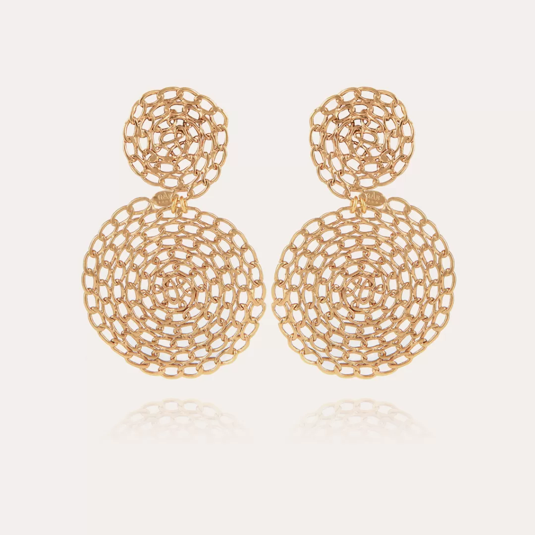 Gas Bijoux Boucles D'Oreilles Onde Gourmette Dorees
