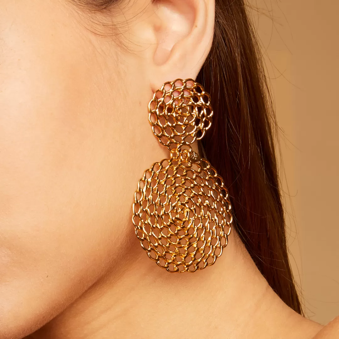 Gas Bijoux Boucles D'Oreilles Onde Gourmette Dorees