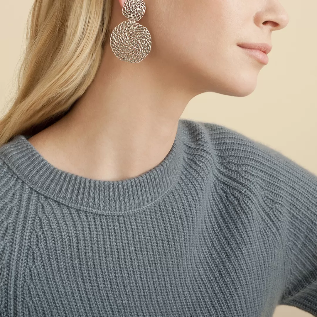 Gas Bijoux Boucles D'Oreilles Onde Gourmette Petit Modele Argentees