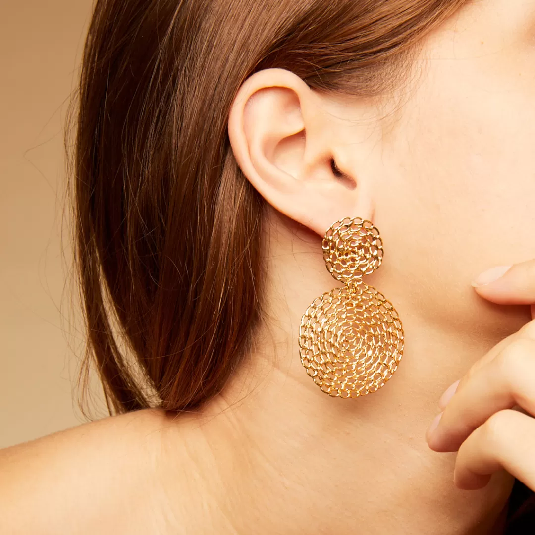 Gas Bijoux Boucles D'Oreilles Onde Gourmette Petit Modele Dorees