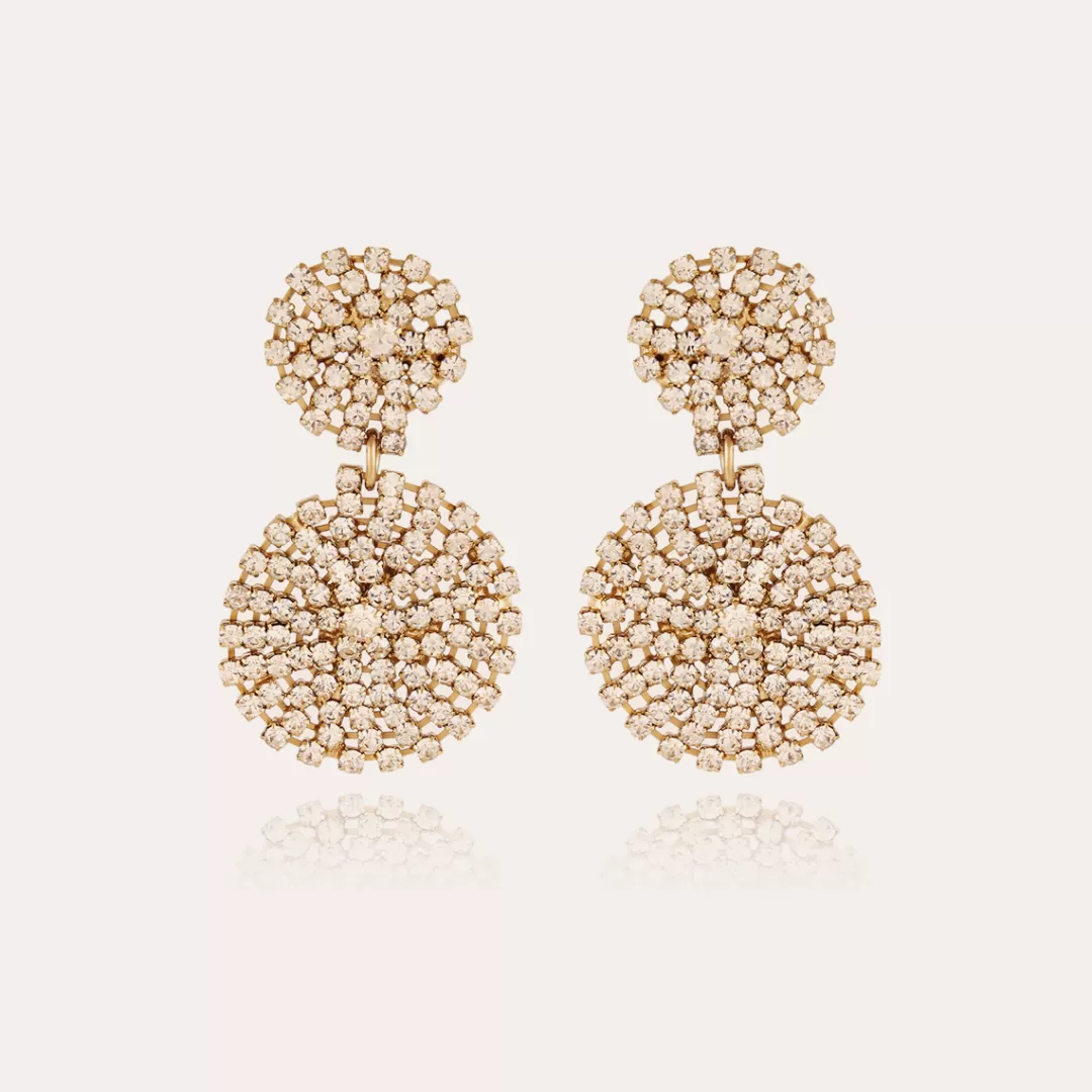Gas Bijoux Boucles D'Oreilles Onde Lucky Strass Petit Modele Dorees