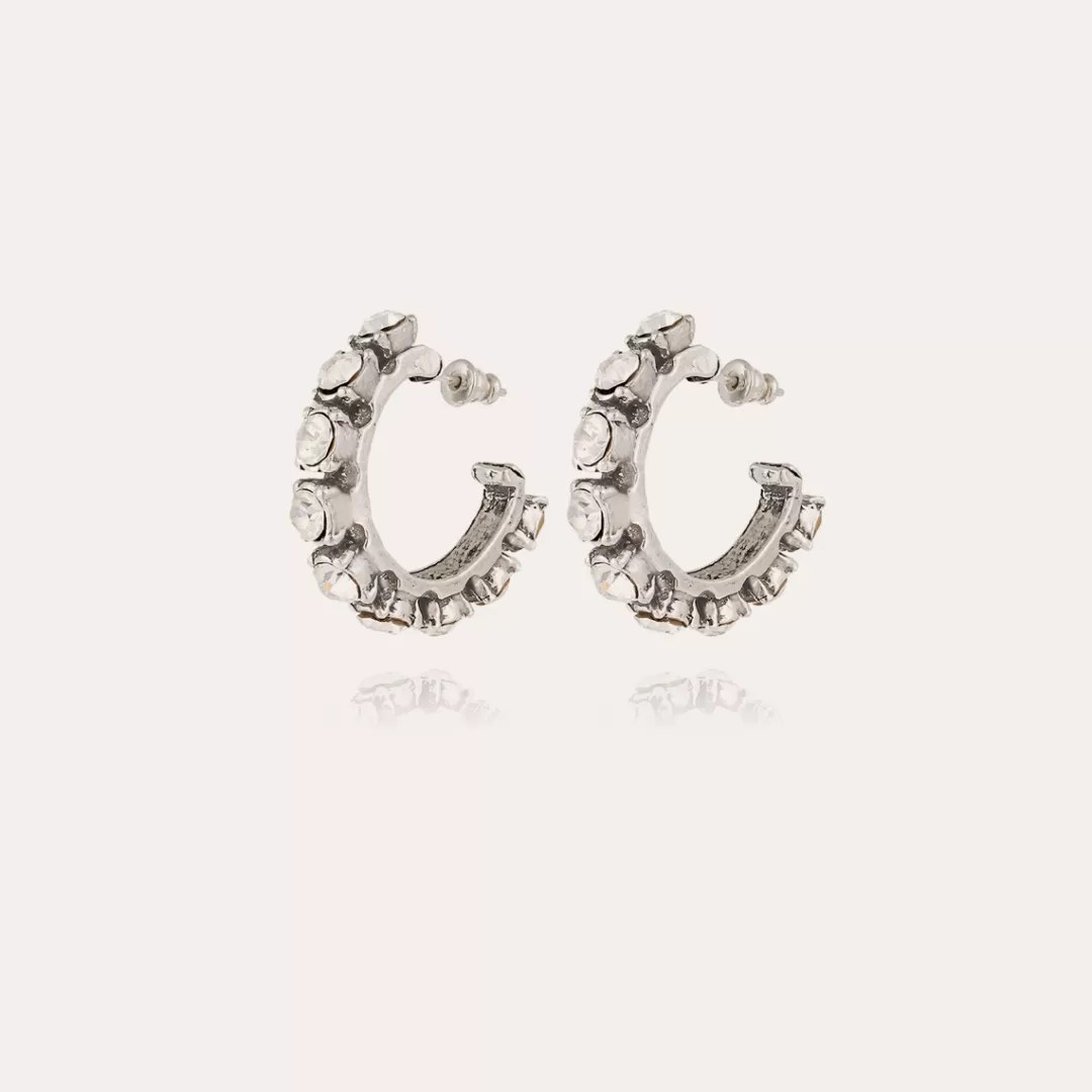 Gas Bijoux Boucles D'Oreilles Parelie Argentees-Strass