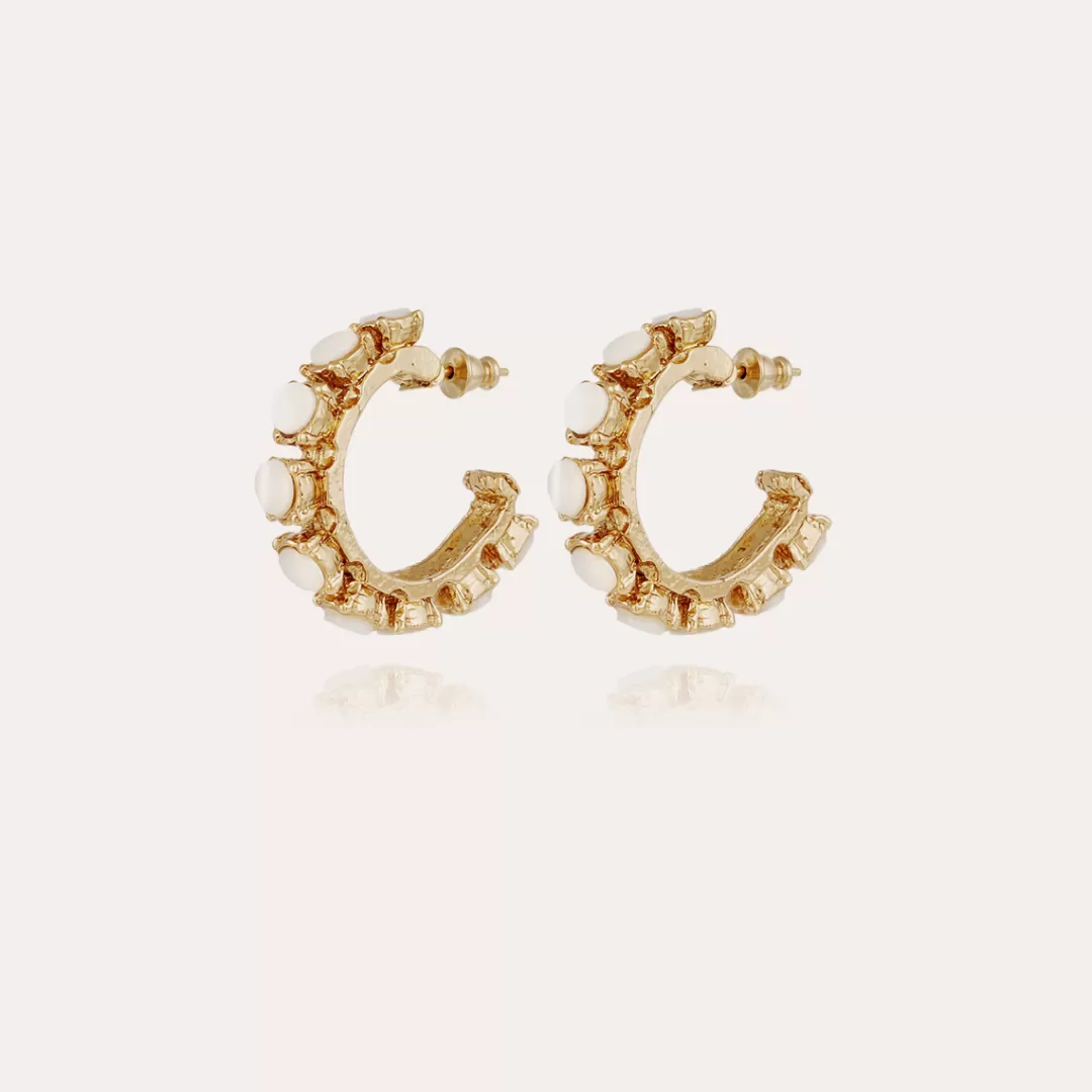 Gas Bijoux Boucles D'Oreilles Parelie Dorees-Nacre Blanche