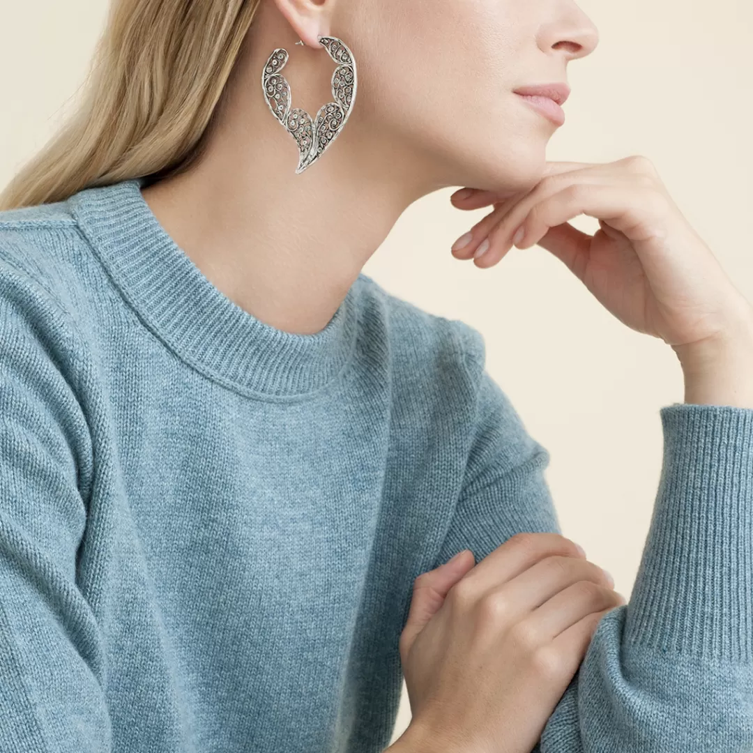 Gas Bijoux Boucles D'Oreilles Paule Argentees
