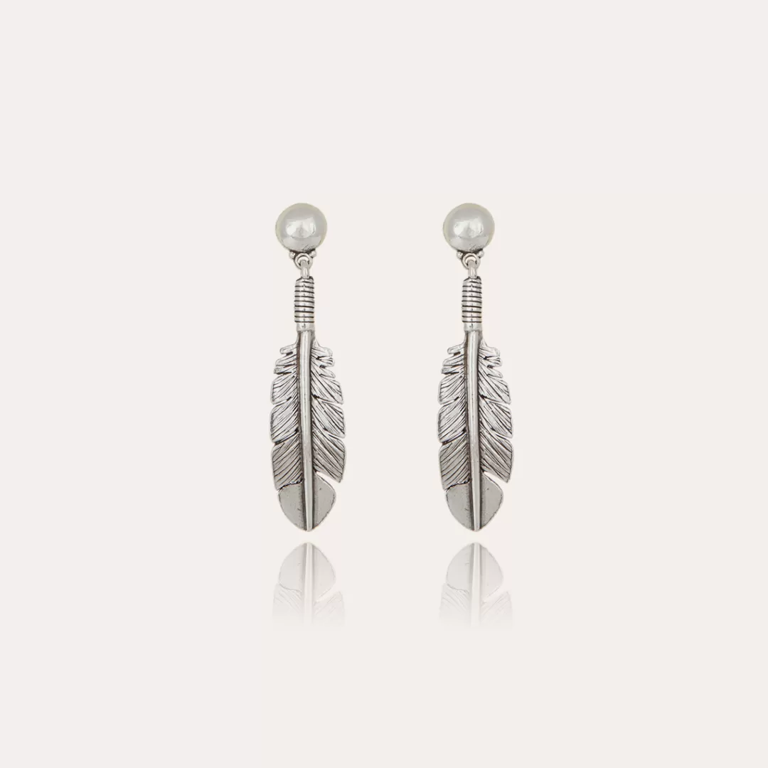 Gas Bijoux Boucles D'Oreilles Penna Argentees