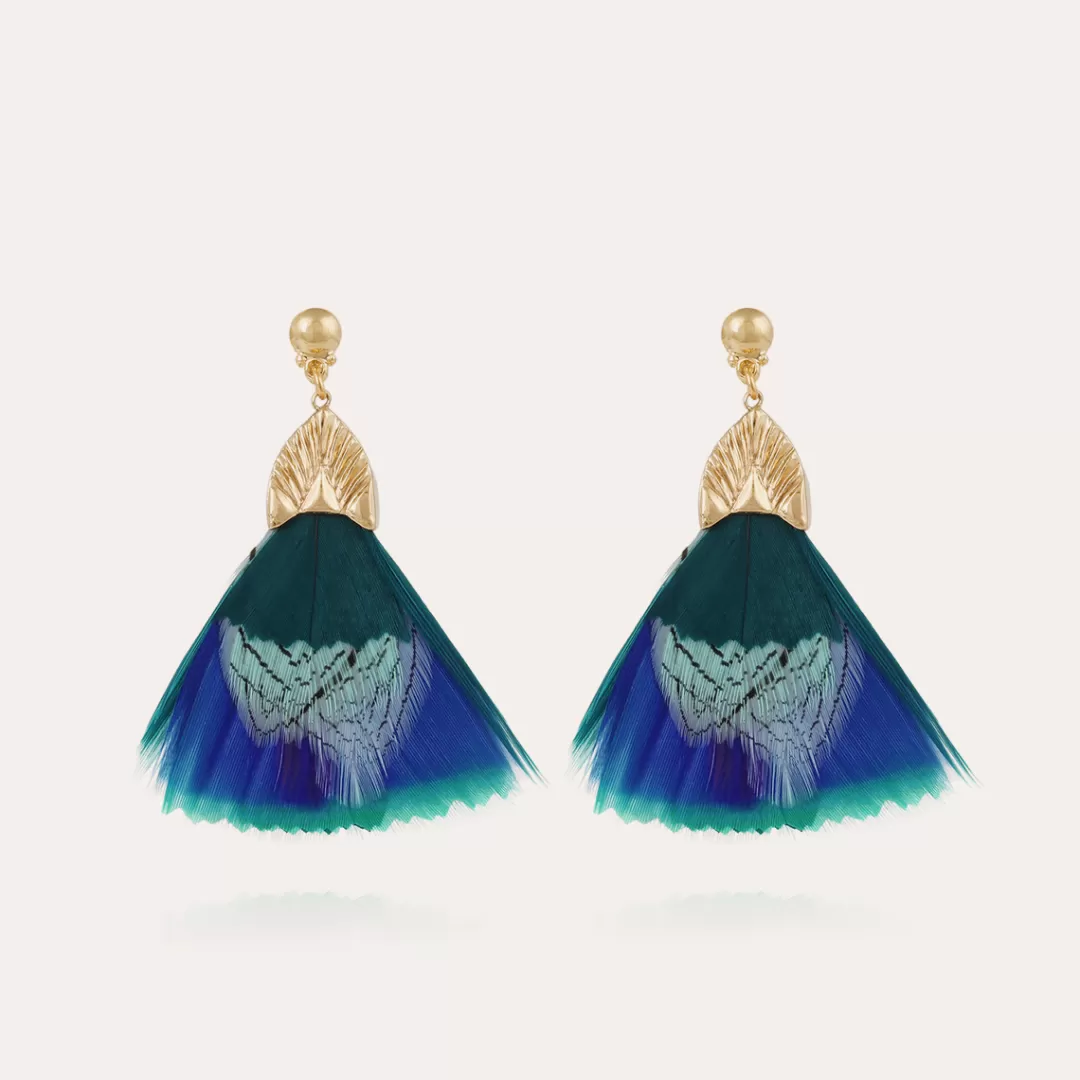 Gas Bijoux Boucles D'Oreilles Plumette Dorees