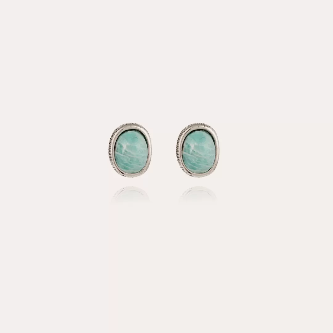 Gas Bijoux Boucles D'Oreilles Puce Ovo Argentees-Amazonite