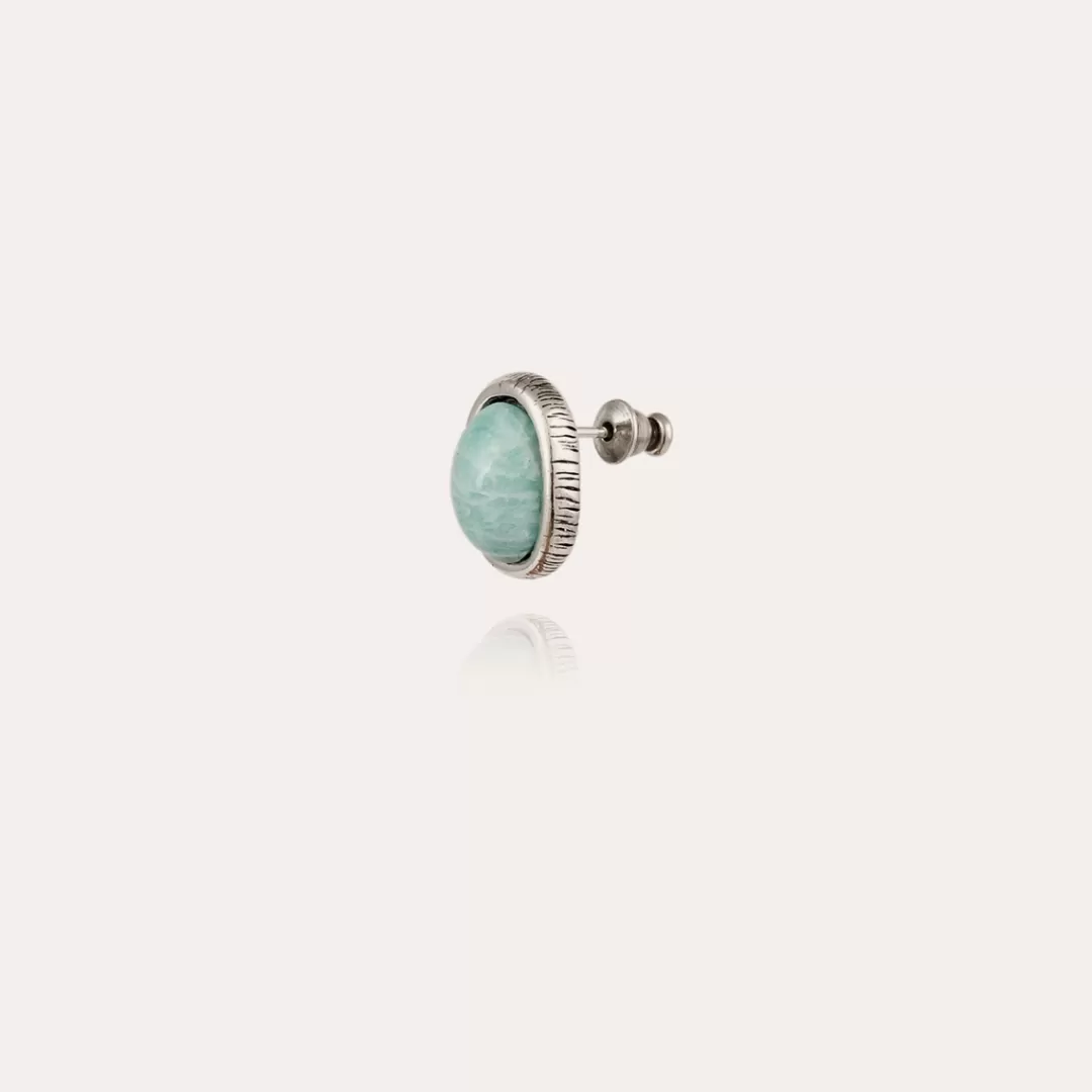 Gas Bijoux Boucles D'Oreilles Puce Ovo Argentees-Amazonite