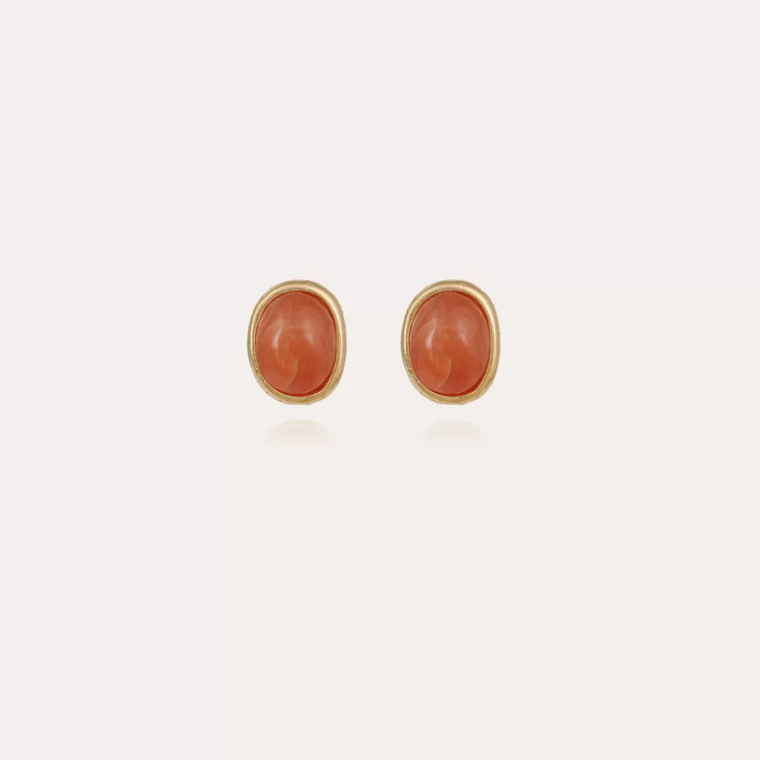 Gas Bijoux Boucles D'Oreilles Puce Ovo Dorees-Cornaline