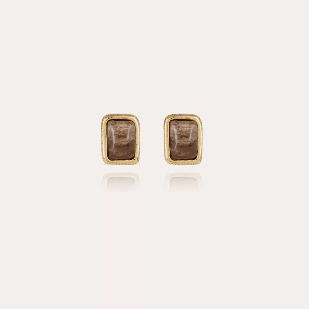 Gas Bijoux Boucles D'Oreilles Puce Totem Dorees-Bois Silicifie