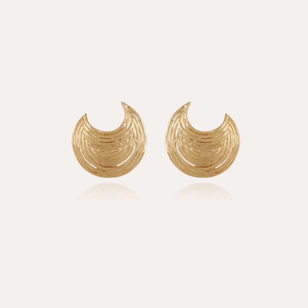 Gas Bijoux Boucles D'Oreilles Puces Luna Wave Dorees
