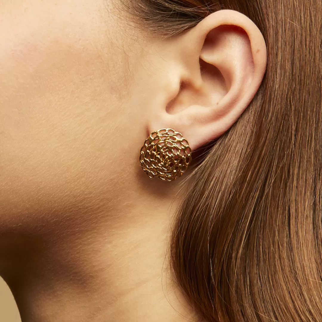 Gas Bijoux Boucles D'Oreilles Puces Onde Gourmette Dorees