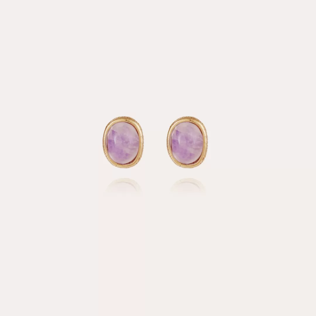 Gas Bijoux Boucles D'Oreilles Puces Ovo Dorees-Amethyste