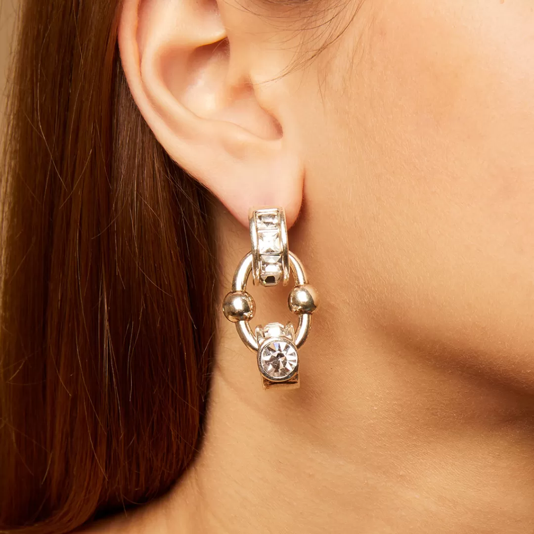 Gas Bijoux Boucles D'Oreilles Rivage Strass Argentees