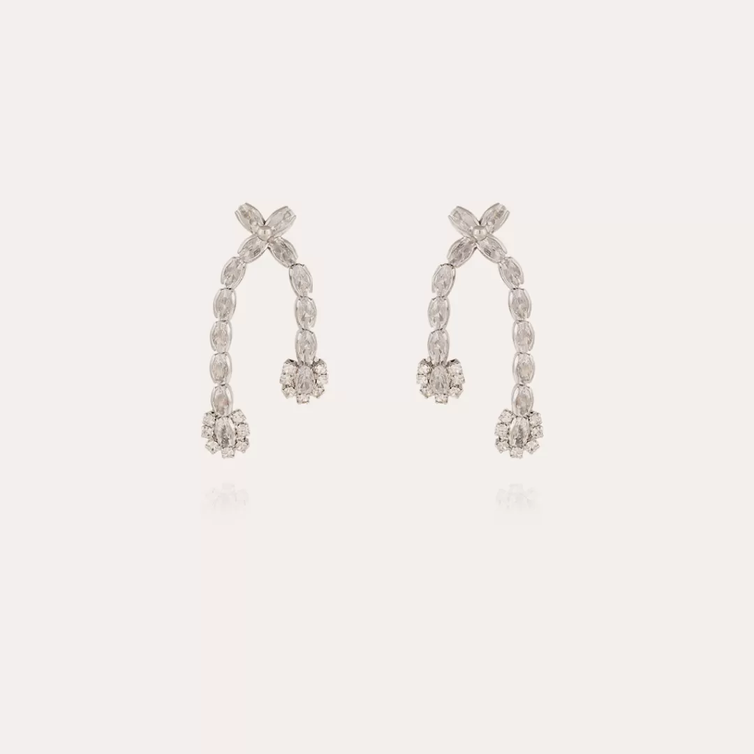 Gas Bijoux Boucles D'Oreilles Riviera Asymetrique Petit Modele Finition Rhodium