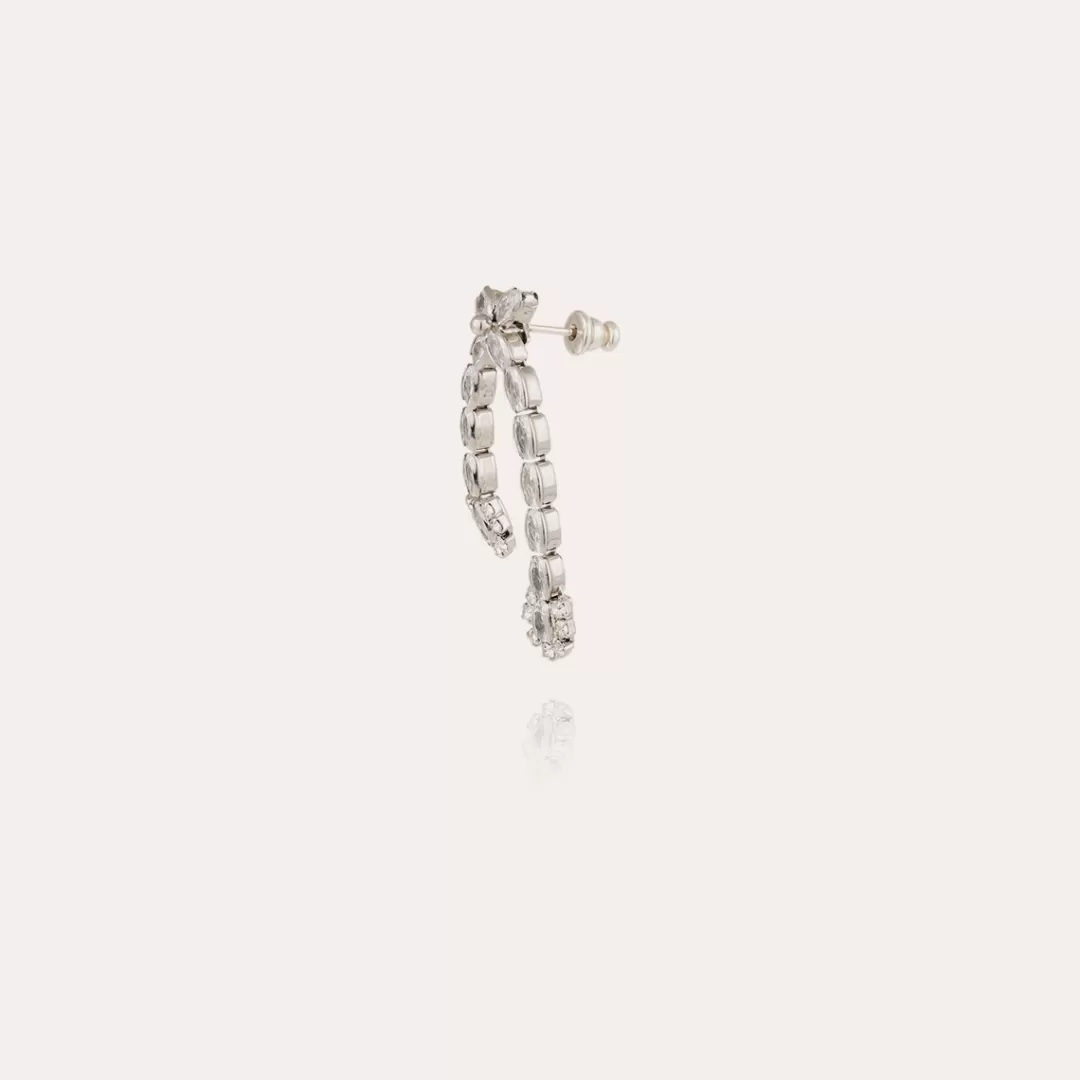 Gas Bijoux Boucles D'Oreilles Riviera Asymetrique Petit Modele Finition Rhodium
