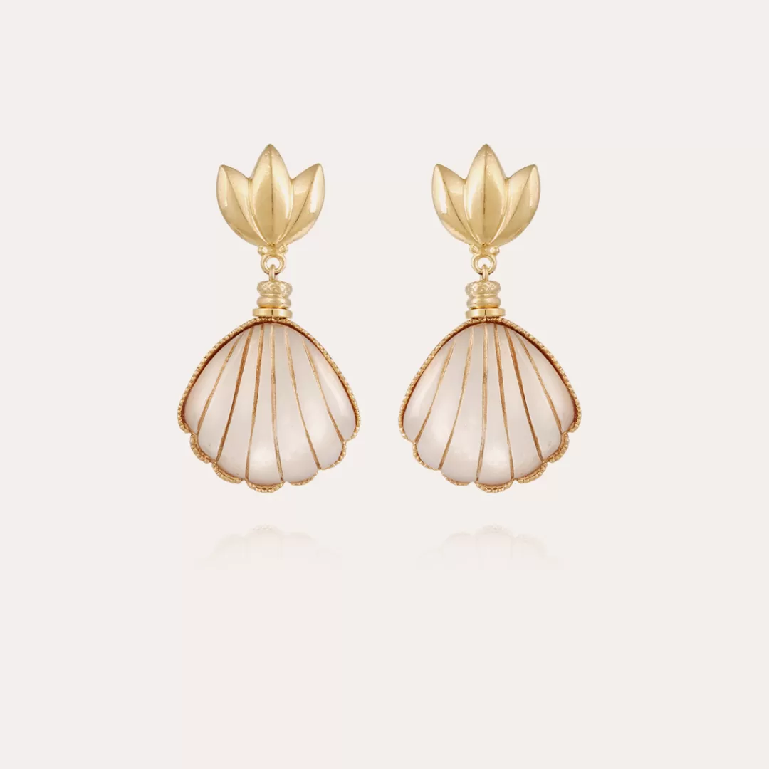 Gas Bijoux Boucles D'Oreilles Sanibel Dorees-Nacre Blanche