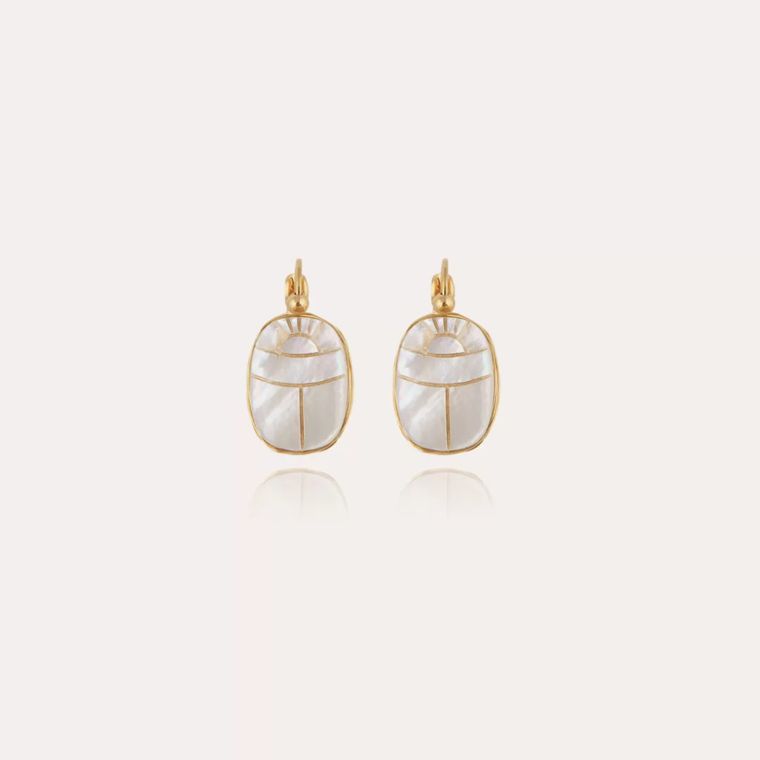 Gas Bijoux Boucles D'Oreilles Scaramouche Dorees-Nacre Blanche