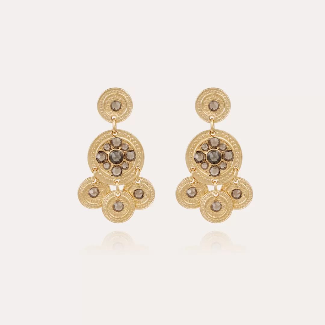 Gas Bijoux Boucles D'Oreilles Sequin Deux Rangs Dorees