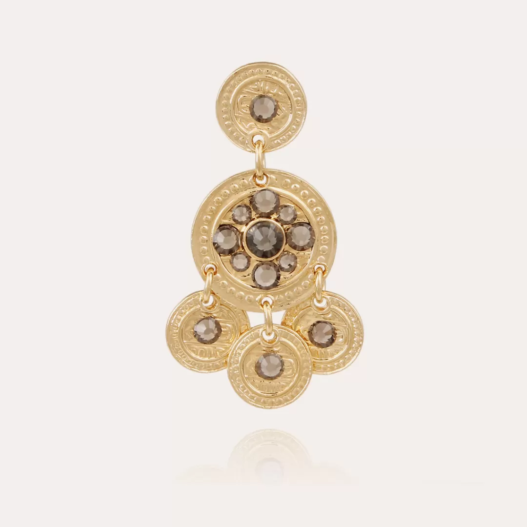 Gas Bijoux Boucles D'Oreilles Sequin Deux Rangs Dorees