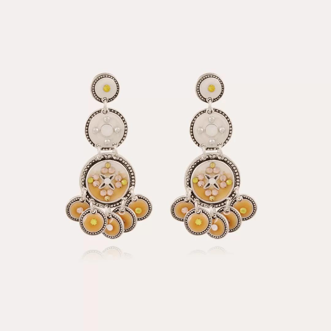 Gas Bijoux Boucles D'Oreilles Sequin Trois Rangs Argentees