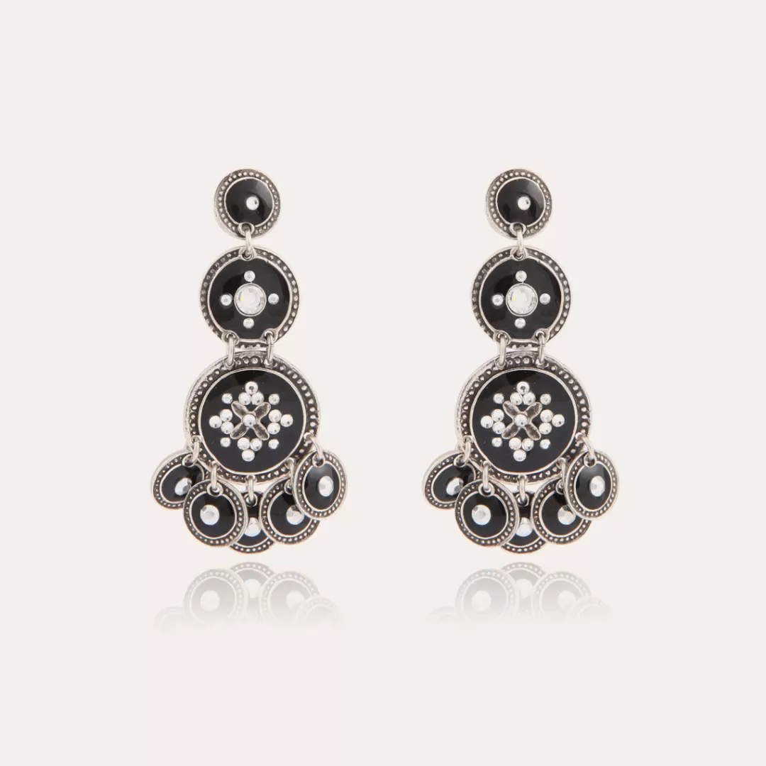 Gas Bijoux Boucles D'Oreilles Sequin Trois Rangs Argentees