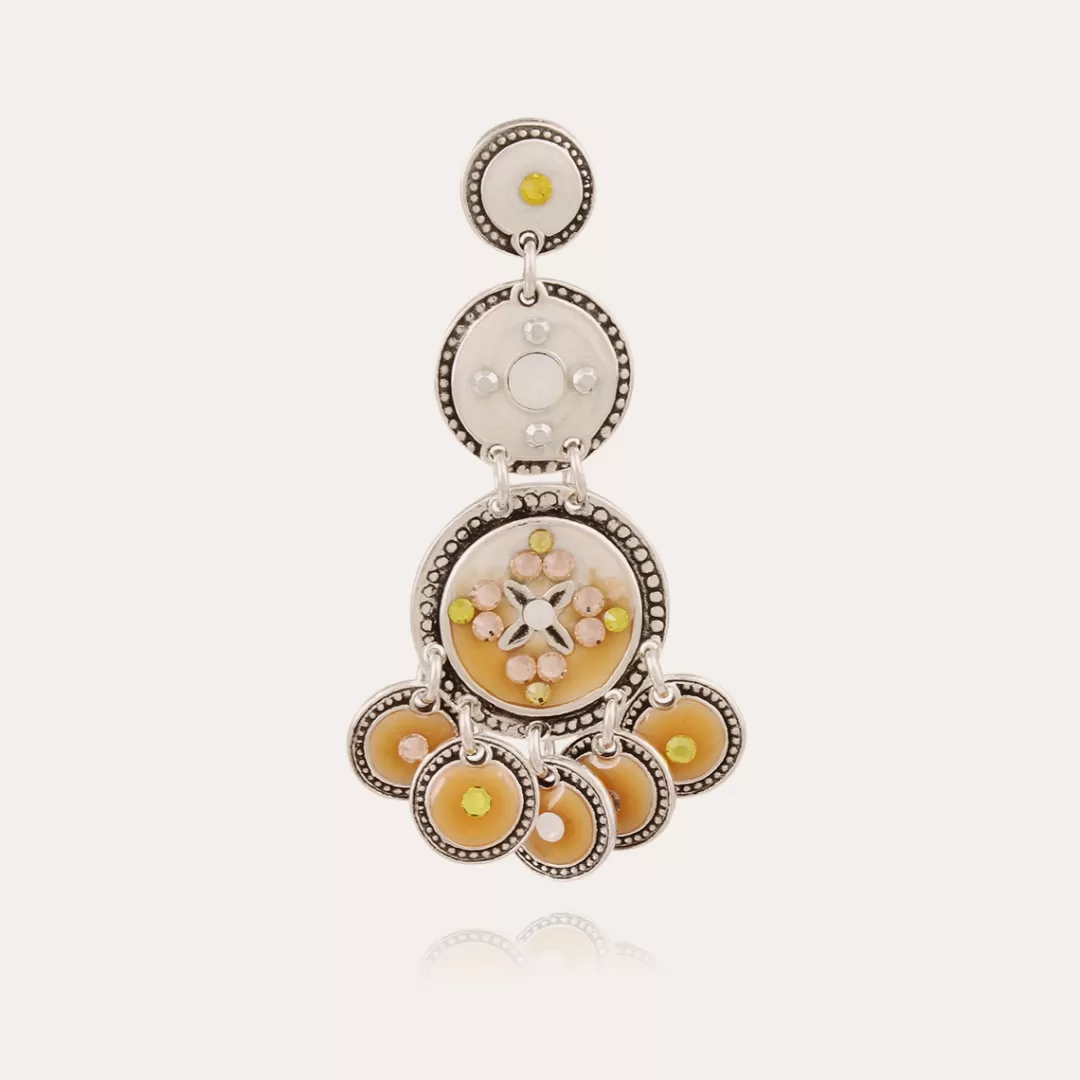 Gas Bijoux Boucles D'Oreilles Sequin Trois Rangs Argentees
