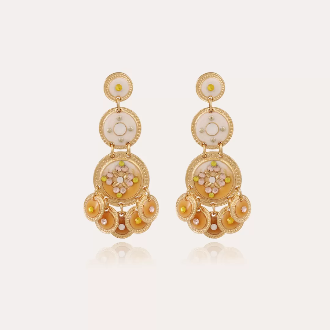 Gas Bijoux Boucles D'Oreilles Sequin Trois Rangs Dorees
