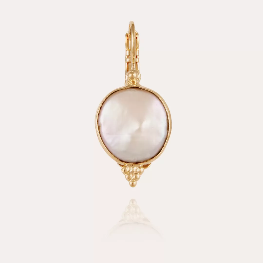 Gas Bijoux Boucles D'Oreilles Serti Nacre Dorees-Nacre Blanche