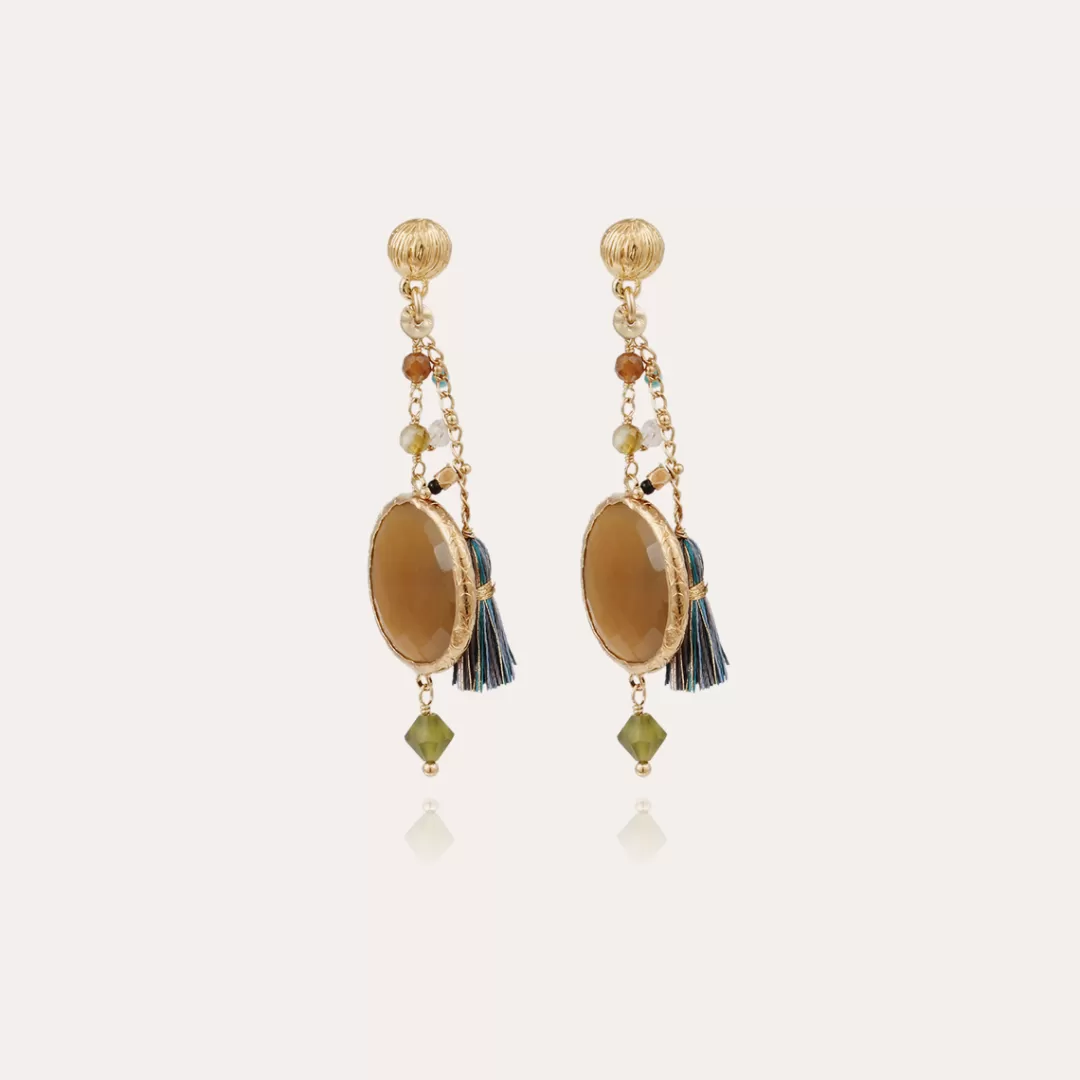 Gas Bijoux Boucles D'Oreilles Serti Pondicherie Petit Modele Dorees-Calcite